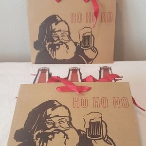 Christmas Gift Bags " HO HO HO" Santa 9in x 7in x 5.5in 12 Pack
